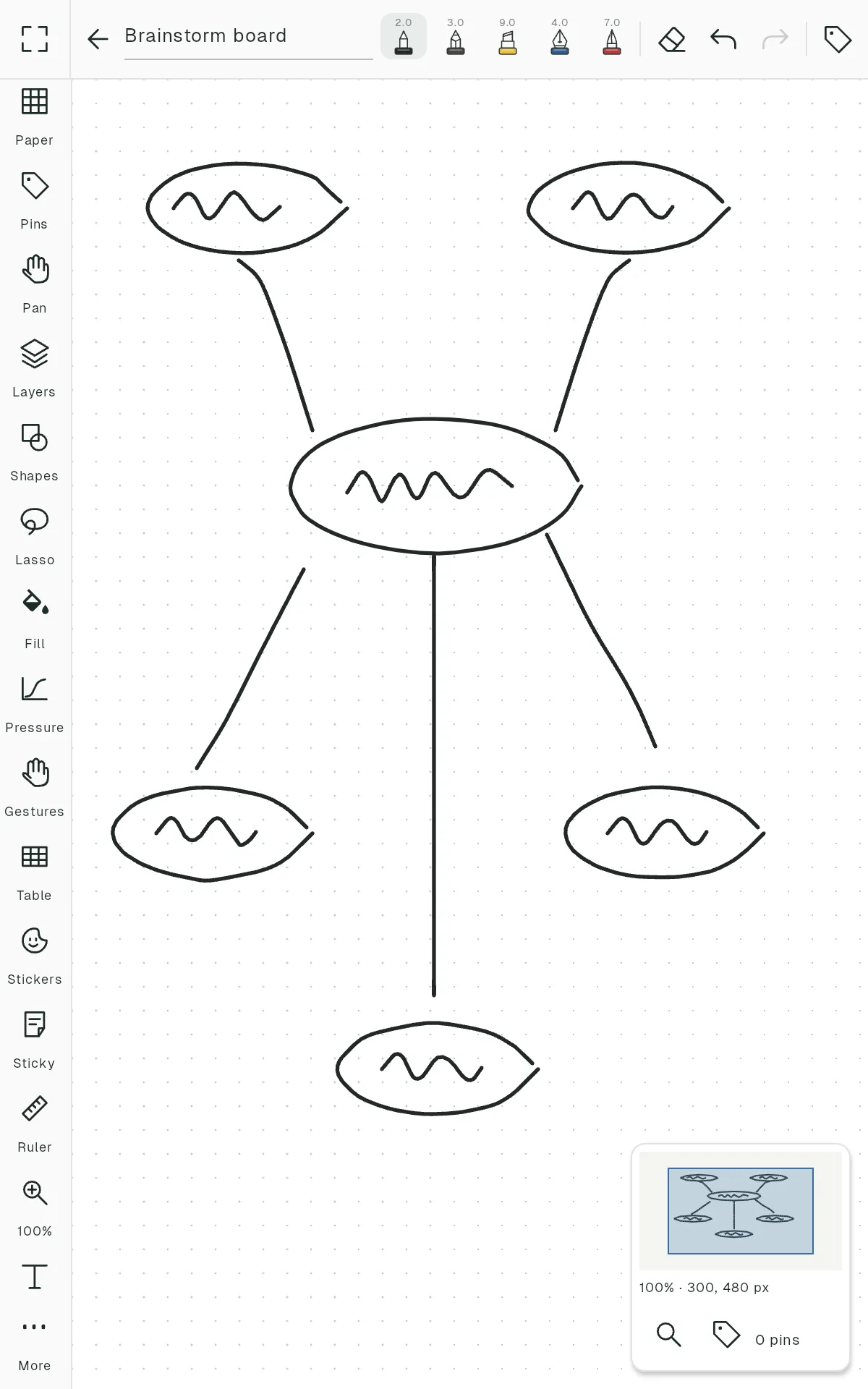 An infinite canvas with a sketch and a minimap