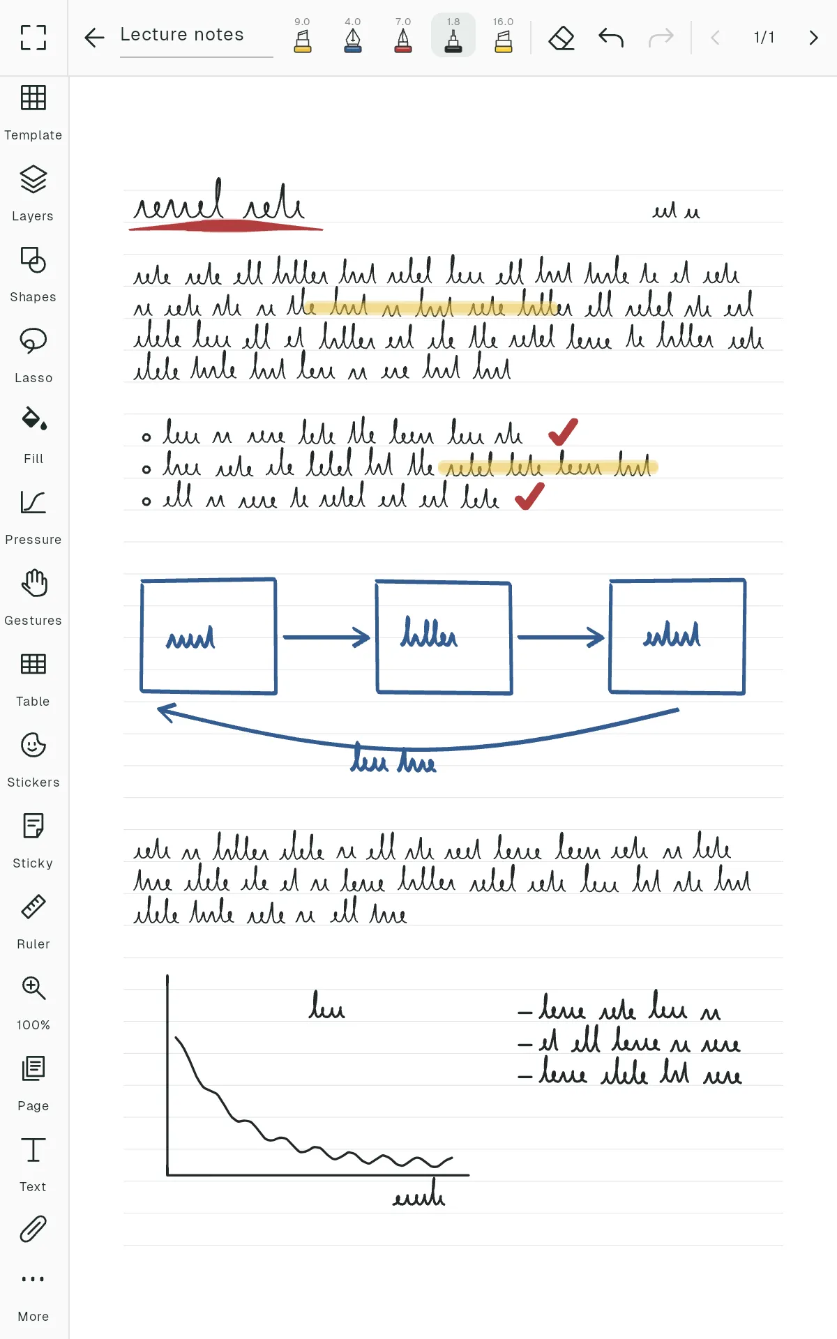 A Folio notebook page with handwritten notes